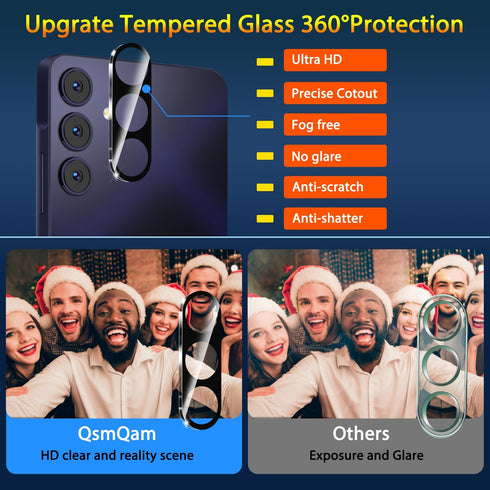 3 Pack Screen Protector for Samsung Galaxy A15 5G + 3 Pack Camera Lens Protector, Ultra HD Tempered Glass, 9H Hardness, Anti Scratch, Easy Install...