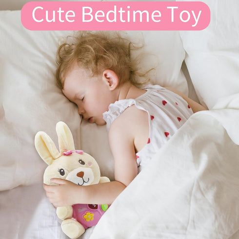 HAPTIME Baby Bunny Musical Toys, Newborn Girl Soft Plush Stuffed Animal, Infant Light Music Tummy Time Toy, 1st Birthday Baby Girl Shower Gift for...