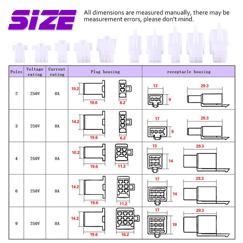 Swpeet 580Pcs 2.8MM Automotive Electrical Wire Connectors Kit, 2.8mm 2 3 4 6 9 Pin Automotive Electrical Wire Connectors Pin Header Crimp Wire Ter...