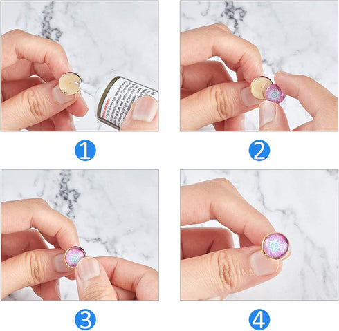 UNICRAFTALE 48 Sets 4 Colors 8/10/12mm Hypoallergenic Earring Bezel with Cabochons Stainless Steel Stud Earring with Earring Backs Earring Bezel T...