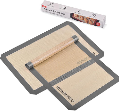 Silicone Baking Mat, Sopito Non Stick, Food Safe Platinum Silicone Cookie Baking Liners, Reusable 16.5'' x 11.6'' Oven Liners Sheet, 2 PCS-Grey...
