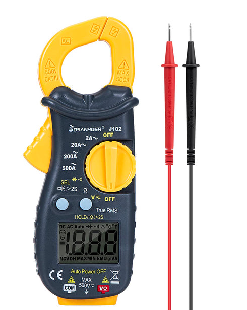 2000 Count Digital Clamp Meter, JOSANHOER Multimeter Tester, Volt Meter Auto-Ranging, Measures Resistance, Continuity, Diodes, AC Current Voltage ...
