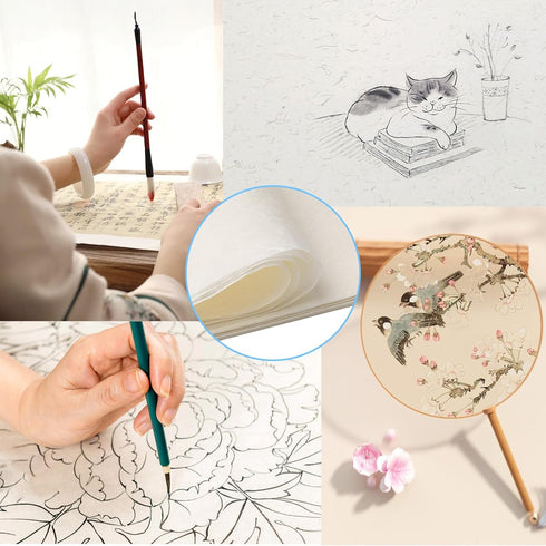 Rice Paper,HHZZMIAO 50 Sheets A4 Rice Paper Sheets, Mulberry Paper,Natural Fiber Rice Paper for decoupage,8.3x11.7in Natural Decoupage Tissue Pape...