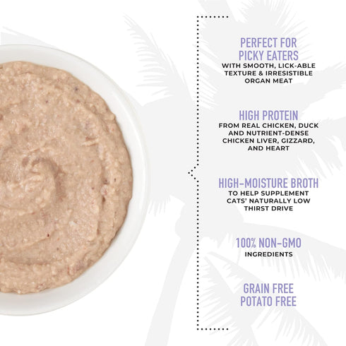 Tiki Cat After Dark, Velvet Mousse, Chicken & Duck Recipe in Chicken Broth, Grain & Potato Free Formula, with High Protein & Nutrient Dense Blende...