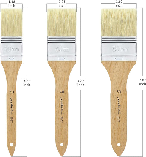 XDT#2827 Hake Artist Paint Brush 3 Piece Set, Hog Bristle Paint Brush for Acrylic Painting, Flat Brushes for Art, Wall and Craft Painting, Acrylic...