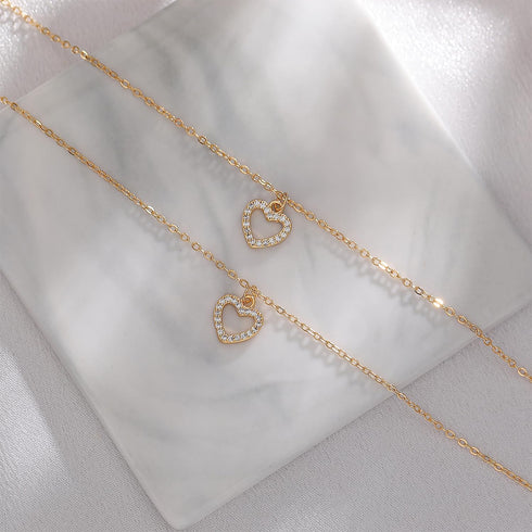 Gold Layered Necklace for Women 14K Gold Plated Dainty Necklace Diamond Cross Heart Pearl Snake Pendant Necklace Herringbone Paperclip Chain Choke...