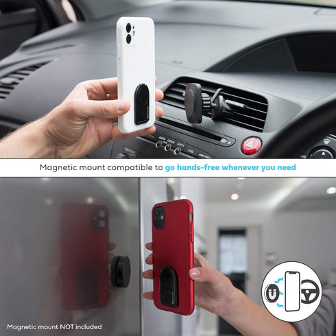 phonetag - Mobile Cell Phone Kickstand & Ring Holder, Stand Your Phone In Portrait & Landscape With The Finger Ring Grip Holder, Use On Magnetic C...