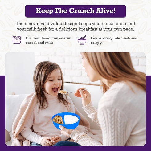 Just Solutions Crunch Anti-Soggy Cereal Bowl - Keeps Cereal Fresh & Crunchy | BPA Free | Microwave Safe | Ice Cream & Topping, Yogurt & Berries, F...
