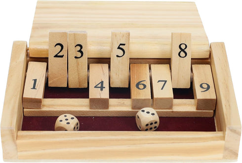 WE Games Mini Shut The Box Game Wooden - 5.5 inches, 9 Number Flip Tiles, Travel Size, Travel Games, Birthday Gifts, Math Games, Home Decor, Livin...