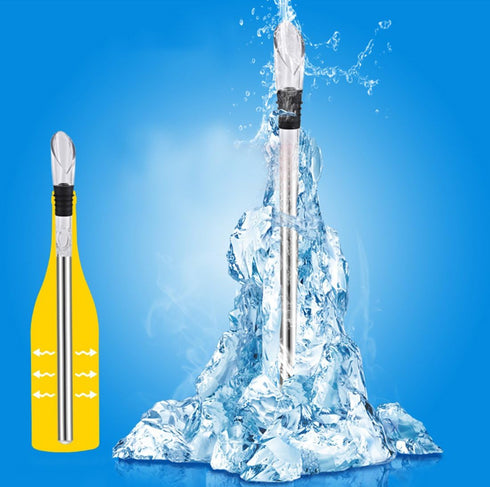 DERNORD Wine Chiller 3-in-1 Stainless Steel Wine Bottle Cooler Stick Freezer with Aerator and Pourer for Chilling Longer, Pouring and Aerating Win...