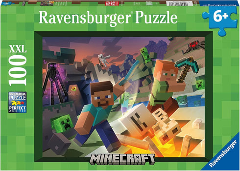 Ravensburger Monster Minecraft 100 Piece Puzzle for Kids | Engaging Imagery | Durable XXL Pieces | Easy to Clean Matte Finish | Ideal for Ages 6-8...