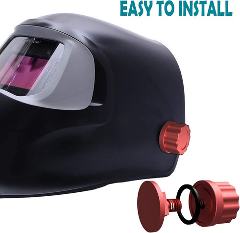 Red Welding Hood Pipeliner Helmet Fasteners - 1Pair Aluminum Helmet Pipeliner Headgear Replacement Parts Accessories Screws Flip Hood, Anti-rust, ...