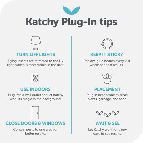 KATCHY Indoor Plug-in Insect Trap - Catcher & Killer for House Flies, Mosquitoes, Fruit Flies, Gnants, and Mosquitos - Chemical-Free, Eco-Friendly...