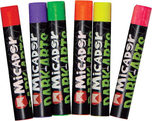 Micador Dark Arts Neon Glow Oil Pastels, 6-Colors - Kids Coloring + drawing with highly vibrant neon colors - Glows under blacklight - Ages 5+...