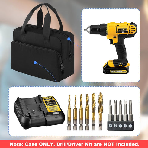 Carrying Case Compatible for BLACK+DECKER LDX120C/ LD120VA MAX Cordless Drill/Driver, Travel Case for Cordless Drill/Driver Bits and Accessories, ...