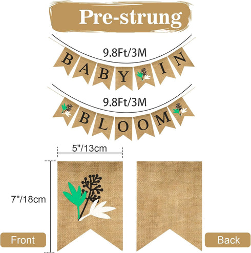Baby In Bloom Banner, No DIY Baby in Bloom Burlap Banner, Wildfloral Baby in Bloom Banner, Rustic Baby In Bloom Banner for Baby Shower, Welcome Ba...