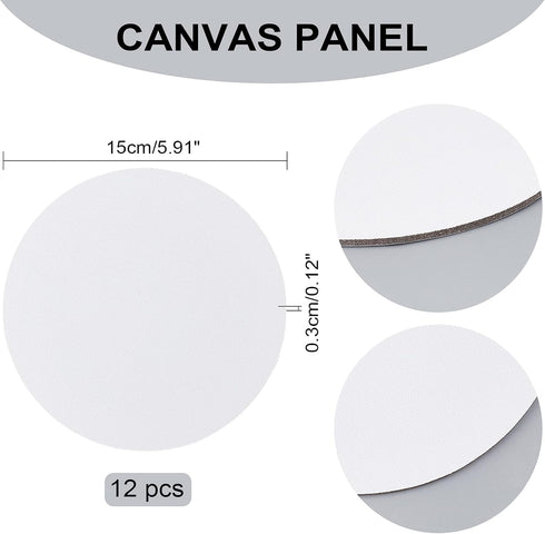 NBEADS 12 Pcs Round Painting Canvas Panels, Blank Canvas Drawing Boards for Oil & Acrylic Painting Students Artist Hobby Painters and Beginners, 1...