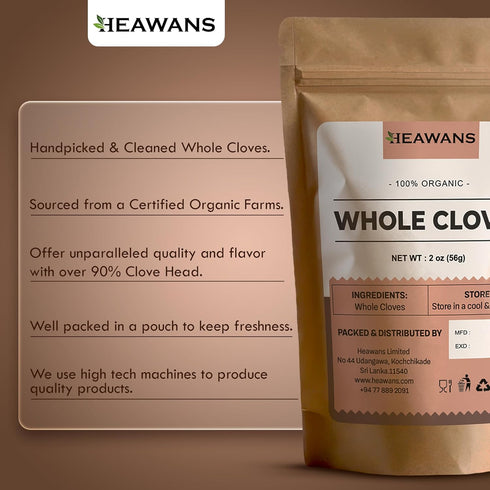 Heawans Hand Picked Premium Grade Organic Whole Cloves 2 oz, Packed form a USDA certified farm...