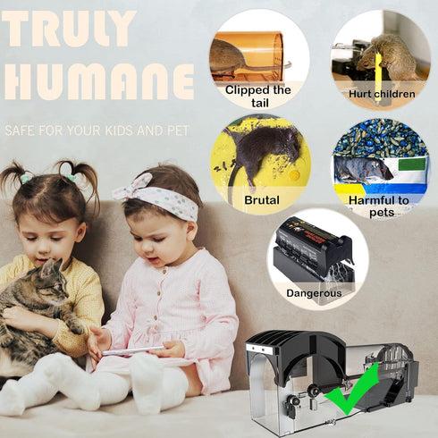 IIWEY Humane Mouse Traps, 8.9 inches Enlarged No Kill Rat Trap, Reusable Catch and Release Mice Traps, Pet and Children Friendly Mouse Trap That W...