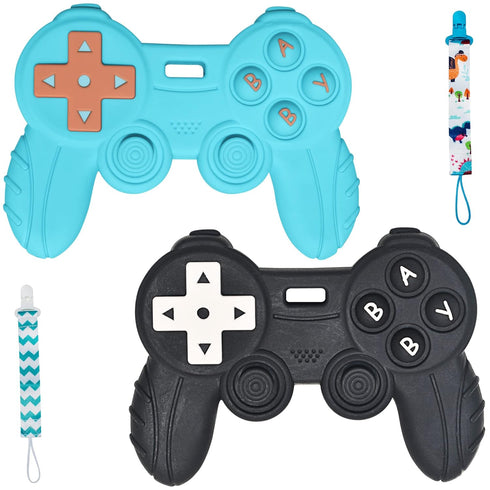 Baby Game Controller Teether Toy Silicone Teething Toy for Gamer Parents and Future Gamer Kids Cool Gaming Stuff (Blue+Black)...