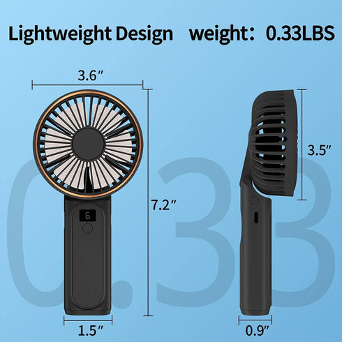 Handheld Fan, Portable Fan, 4000mAh Rechargeable Personal Fan, 180° Foldable Mini Desk Fan with 6 Wind Speed, LCD Digital Display, Lanyard as Neck...