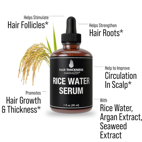 Rice Water for Hair Growth Serum. Fermented Rice Serum For Hair Loss Prevention, Hair Thickness, Split End Therapy. Ideal Topical Scalp Treatment ...