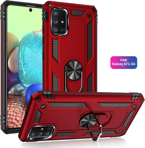 Military Grade Drop Impact for Samsung Galaxy A71 5G Case 360 Metal Rotating Ring Kickstand Holder Armor Heavy Duty Shockproof Case for Samsung Ga...