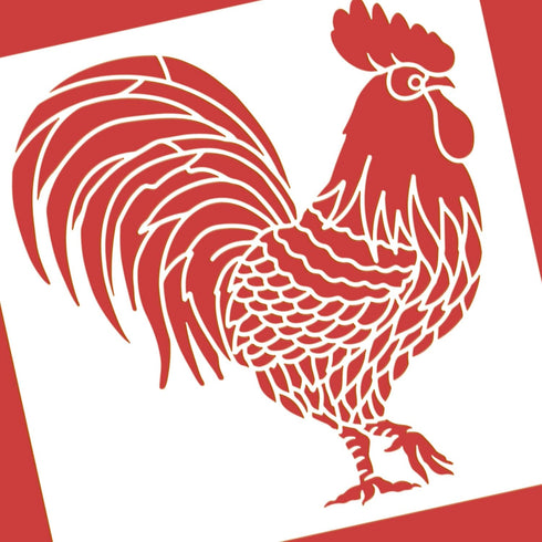 BENECREAT Large Rooster Pattern Plastic Painting Stencils, 12x12inch Farm Animals Poultry Drawing Template for Painting on Floors, Walls, Doors, T...