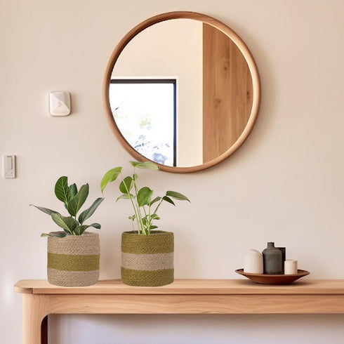 Jute Planter Basket-Woven Jute Rope Covers for Decorating Indoor/Outdoor Succulents, Small Plant Pots-Set of 2-Multi-Purpose Storage Bins 6.5 Inch...