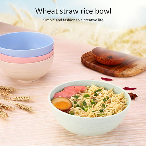 Unbreakable Cereal Bowls,Reusable Wheat Straw Bowl,Dishwasher and Microwave Safe- BPA Free,4 Colors Cereal Reusable Dinner Bowls 4 Set, (Classic B...