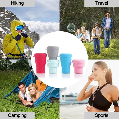 Silicone Collapsible Travel Cup for Outdoor Camping and Hiking Big Capacity With Lid (1 Pack) (Green)...