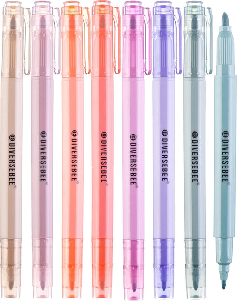 DIVERSEBEE Dual Tip Bible Highlighters and Pens No Bleed, 8 Pack Quick Dry Highlighters Set, Cute Markers, Bible Study Journaling School Office Su...