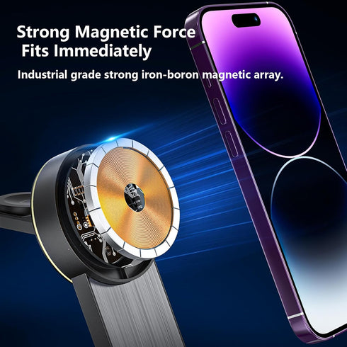 3 in 1 Charging Station for Apple Devices, Foldable Mag-Safe Charger Stand for Travel, Wireless Charger for iPhone 15/14/13/12 Pro Max Plus, AirPo...