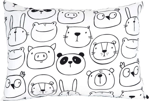 100% Cotton Toddler Pillowcase by ADDISON BELLE - Fits Both 13"x18" and 14"x19" Pillows - Soft, Durable & Breathable (Monochrome Animals)...