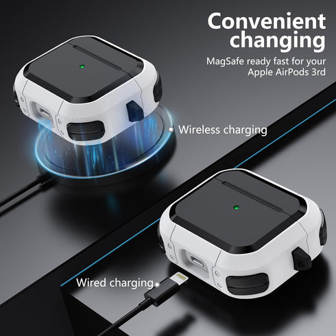 AirPods 3 Case Cover (2021) with Cleaner kit,AirPods 3rd Generation Charging Case with Magnetic Lid,Compatible with MagSafe,Powerful Drop Protecti...