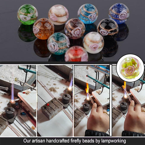 Nifsun 8mm 200pcs Glow in The Dack Glass Beads Round Spacer Loose Beads with Holes for Jewelry Making Bulk Lampwork Solar Unique DIY Lampwork Bead...