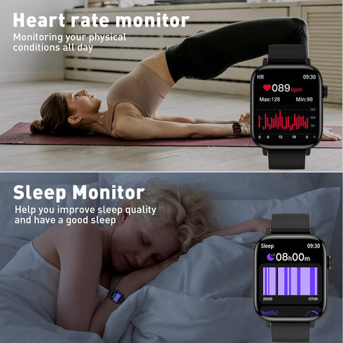 1.90'' with Smart Watch(Answer/Make Calls),Smart Fitness Tracker Watches for Android/iOS Phones,Bluetooth Call and Text Message/Sleep Monitor/Hear...