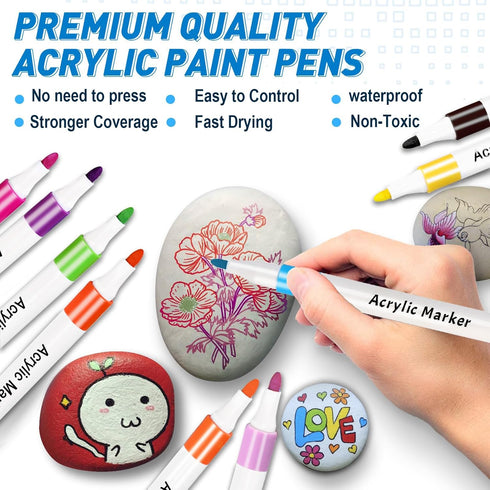 36 Colors Acrylic Paint Pens Markers, Premium Acrylic Paint Pens for Wood, Canvas, Stone, Rock Painting, Glass, Ceramic Surfaces, DIY Crafts Makin...