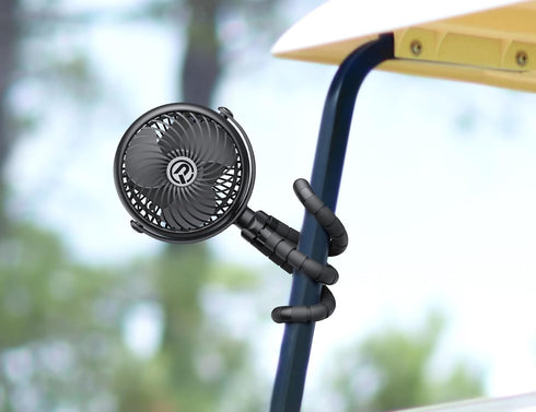 Rechargeable Golf Cart Fan Compatible with EZGO Club Car Yamaha Clip on Fan with Flexible Tripod, 360° Rotatable, 20Hrs Work, 3 Speed Battery Oper...