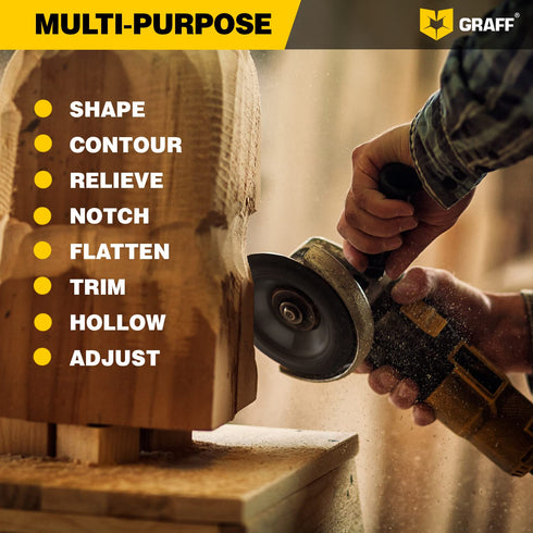 GRAFF Premium Wood Carving Disc 4 Inch for Angle Grinder - Shaping and Grinding Wheel for Wood, Drywall, Chipboard, Plastic - Woodworking Angle Gr...