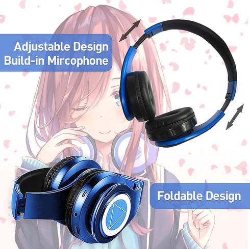Nakano Miku Bluetooth Headphones, Miku Headphones,The Quintessential Quintuplets Manga Cartoon Cosplay Props,Folding Hi-Fi Stereo Miku Nakano Head...