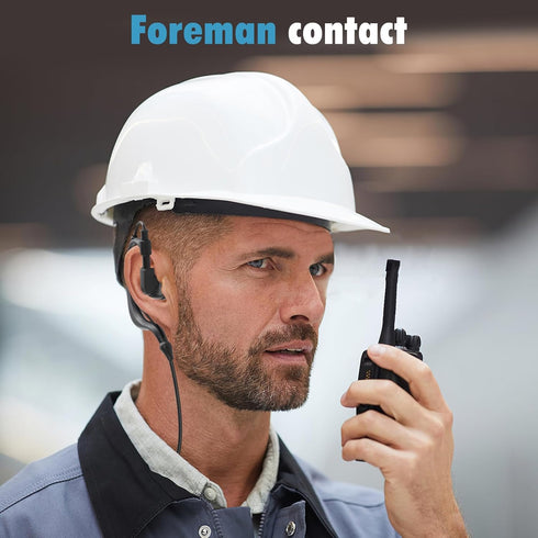 10 Pack Walkie Talkie Earpiece with Mic Ear Piece with Microphone Two Way Radio 2 Pin Ear Hook Single Wire Headset Compatible with Baofeng UV-5R B...