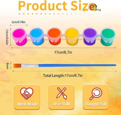 Acrylic Paint Set,48 Paint Pots in 6 Colors,Set of 8 Washable Paint Sets,Acrylic Paint Strips with 8 Pcs Paintbrushes,Craft Paint Sets for Kids & ...