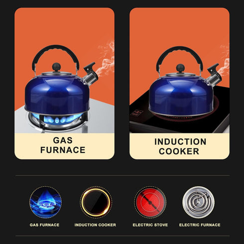 Amosfun Stove Top Whistling Tea Kettle Stainless Steel Teakettle Teapot with Ergonomic Handle Water Boiling Tea Pot for Gas Induction Electric Sto...