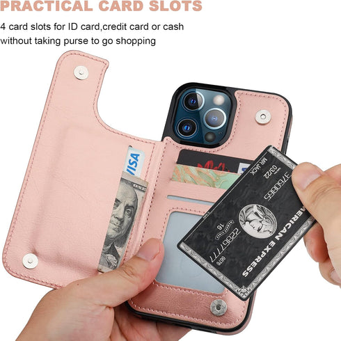 ONETOP Compatible with iPhone 13 Pro Max Wallet Case with Card Holder,PU Leather Kickstand Card Slots Case, Double Magnetic Clasp and Durable Shoc...