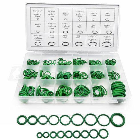 270pcs O Ring Gasket Kit Rubber Washer, 18 Sizes 7/32x1/16in - 11/16x1/8in Faucet O Ring A/C O-Ring Rubber Assortment Set, Seals Tool for Car Repa...