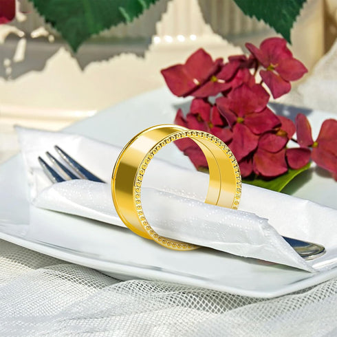 6 Pcs Stainless Steel Bead Side Napkin Rings Delicate Serviette Buckles (Gold)...