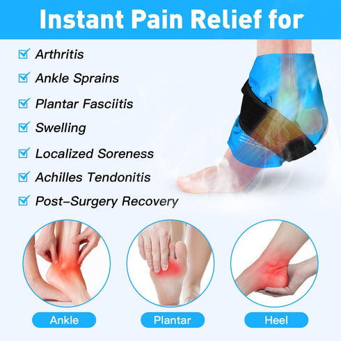 Ankle Ice Pack Wrap for Swelling, Reusable Gel Ice Pack for Ankle Injuries, Cold Compress Therapy for Foot Pain Relief, Achilles Tendonitis, Plant...
