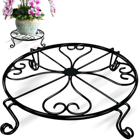 1 pack 10"-12" Metal Plant Stand Outdoor, for Flower Pot Heavy Duty Potted Holder Round Wrought Rustproof Iron Planter Stand, plant Stands Indoor ...