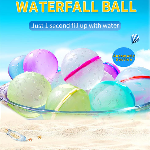 4Pcs Reusable Water Balloons Refillable Water Balloons Quick Fill Self-Sealing Soft Silicone Water Bombs Splash Balls for Fun Outdoor Water Fight ...
